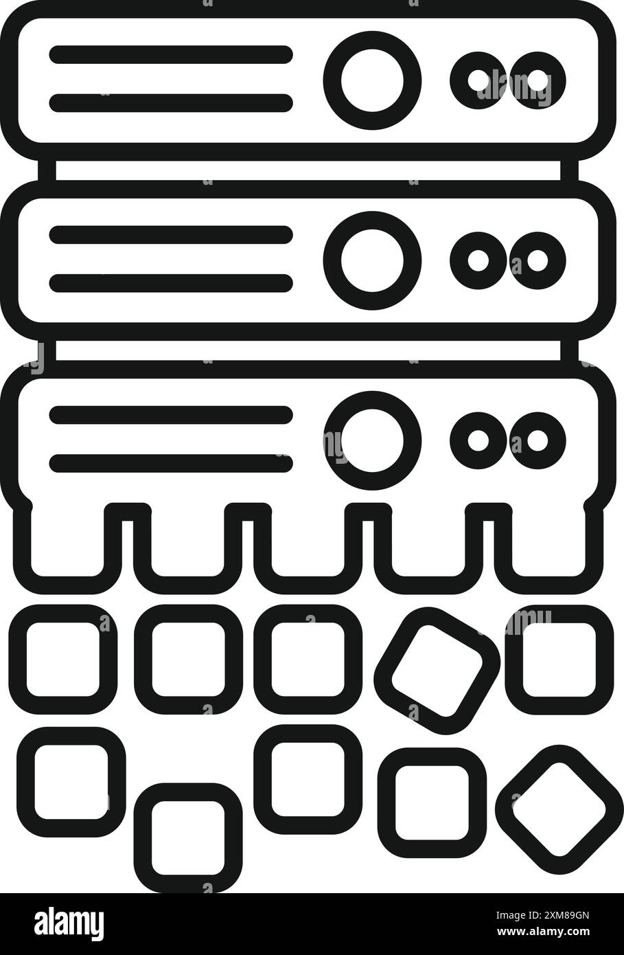 Line art icon of a server generating blockchain data blocks Stock ...