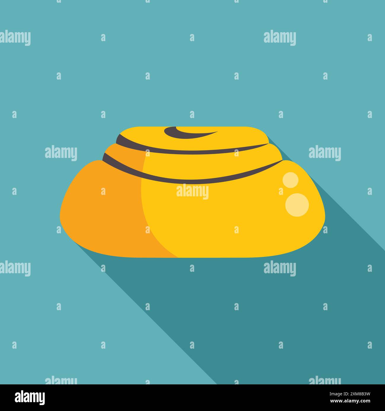 Delicious cinnamon roll bun, pastry food icon in flat design with long ...