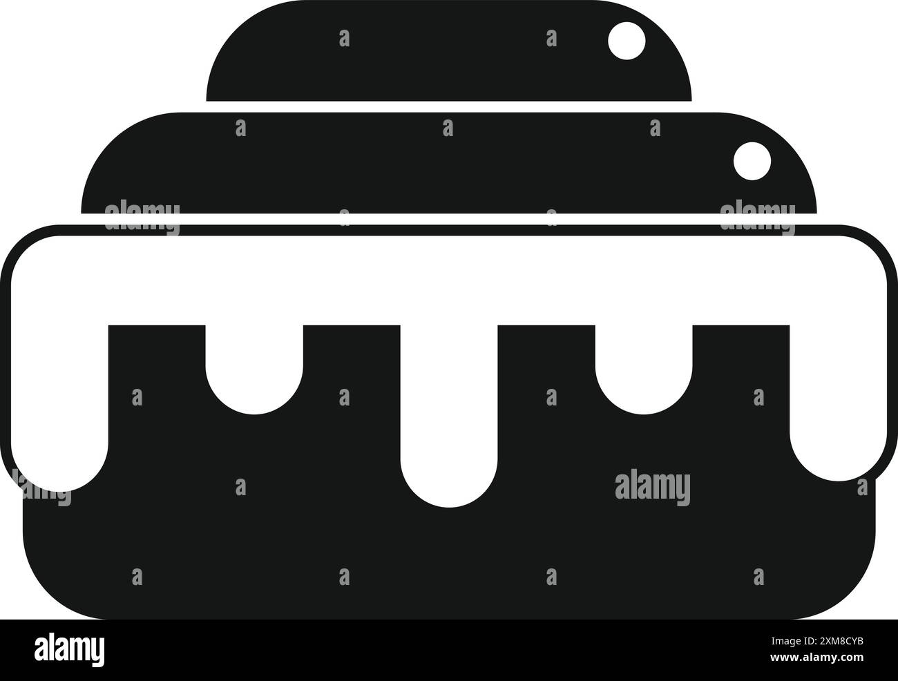 Simple black and white icon of a cinnamon roll covered in icing Stock ...