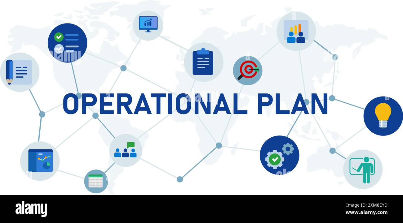 operational plan operating procedure mind map icon blue color Stock ...