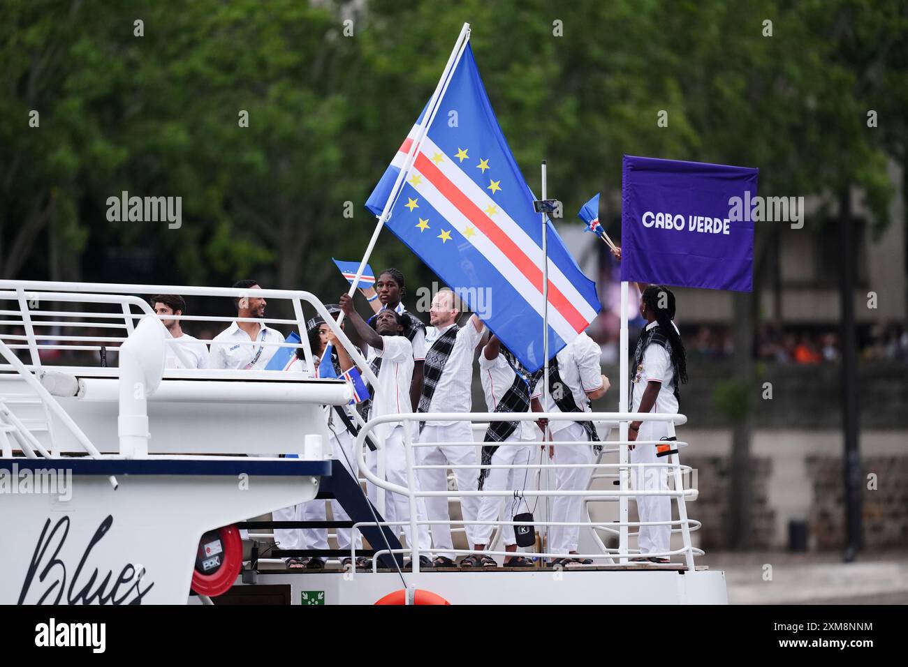 The Cabo Verde Olympic team during the opening ceremony of the Paris