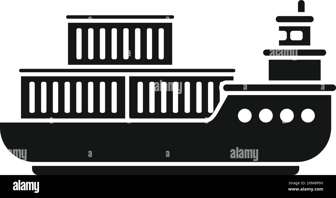 Cargo ship is transporting freight containers across the ocean ...