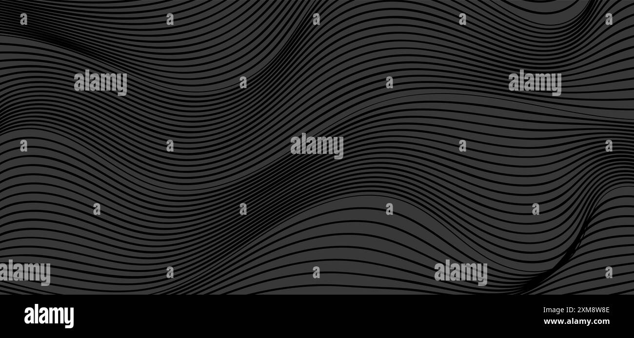 Black abstract background design. Modern wavy line pattern. Vector ...