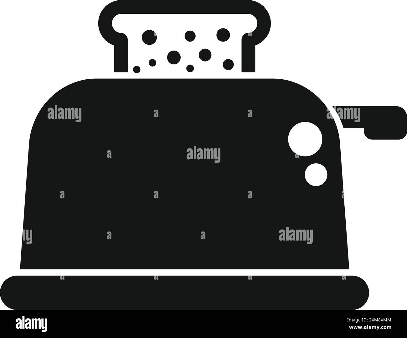 Simple toaster toasting bread, a common kitchen appliance for a quick breakfast Stock Vector