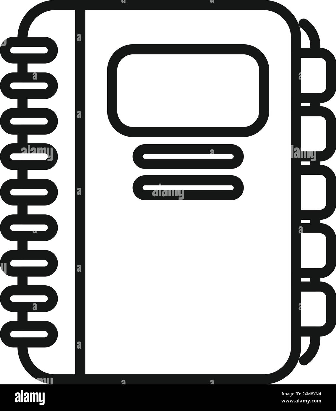 Simple line drawing of a personal closed notebook with a bookmark ribbon, suggesting organization and planning Stock Vector