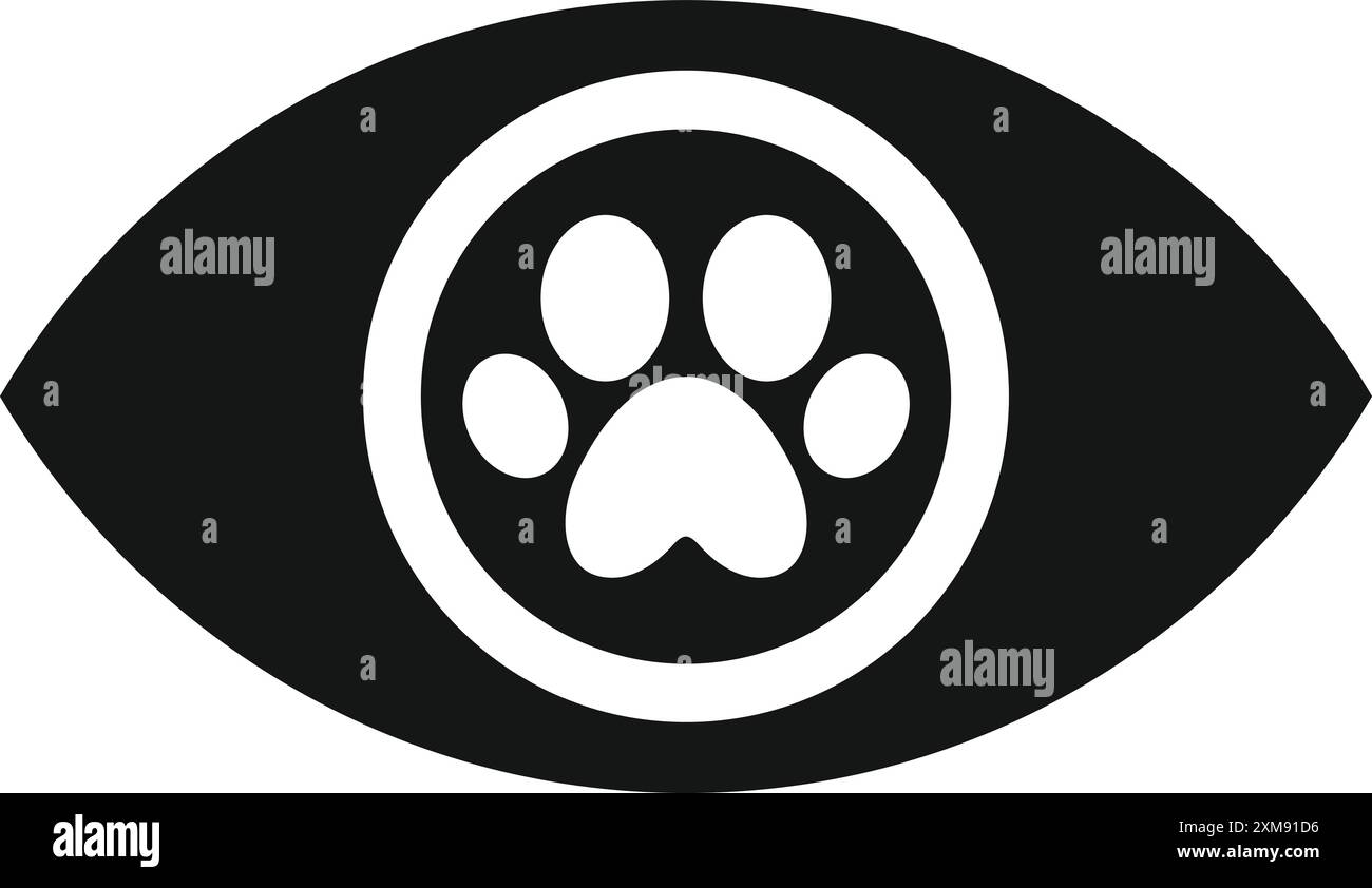 Black and white icon of an eye watching a dog paw print Stock Vector ...