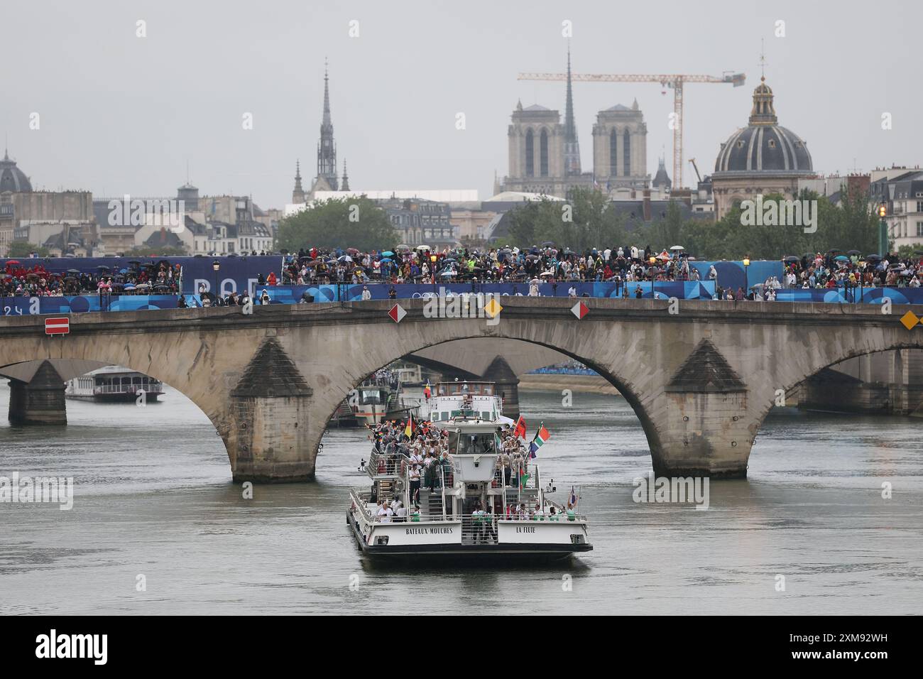 Paris, France. 26th July, 2024. Members of delegations are seen during the opening ceremony of the Paris 2024 Olympic Games in Paris, France, July 26, 2024. Credit: Li Gang/Xinhua/Alamy Live News Stock Photo