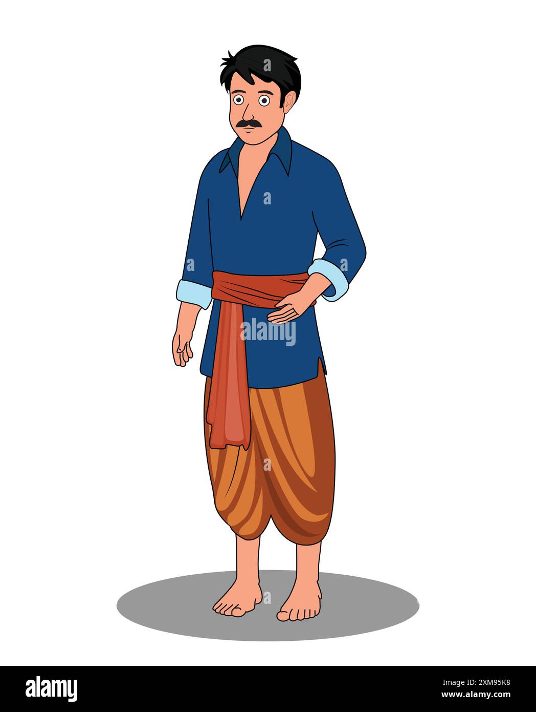 Indian village man cartoon character design Stock Vector