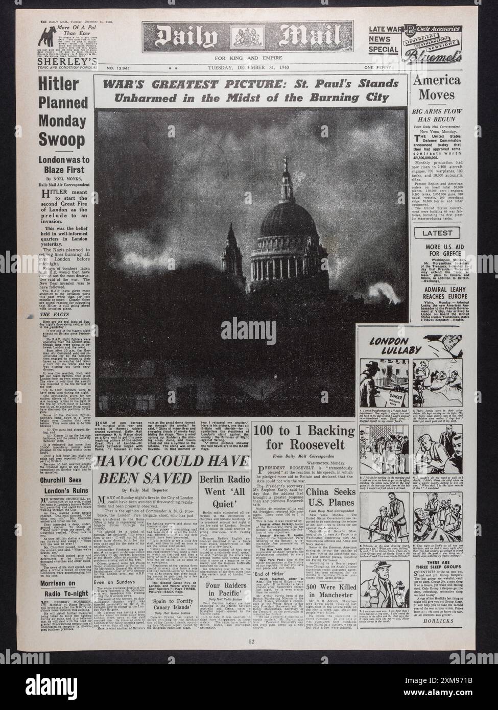 Front page with the now iconic photo of St Pauls Cathedral through