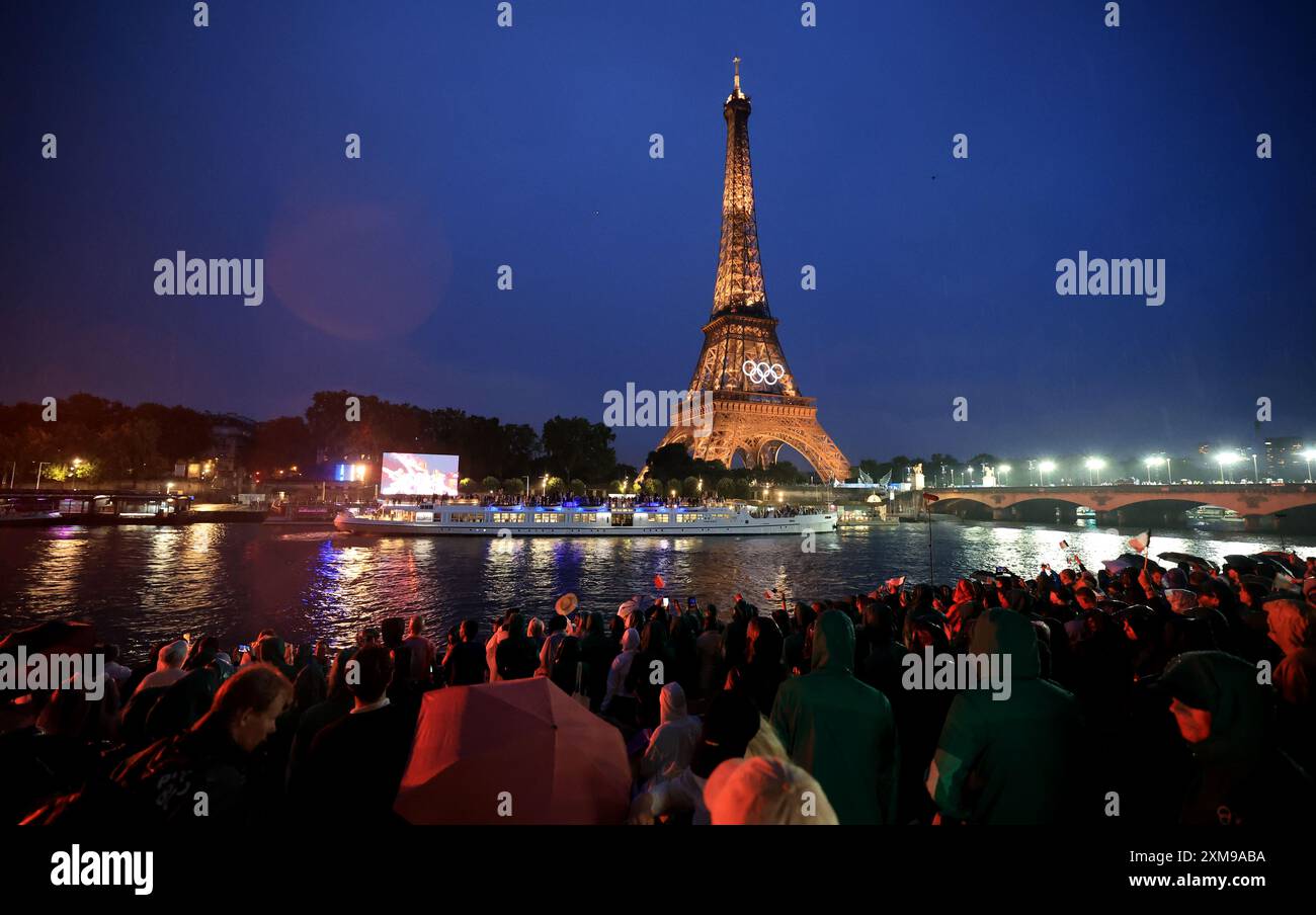 Paris 2025 olympic games with the eiffel tower in the hires stock