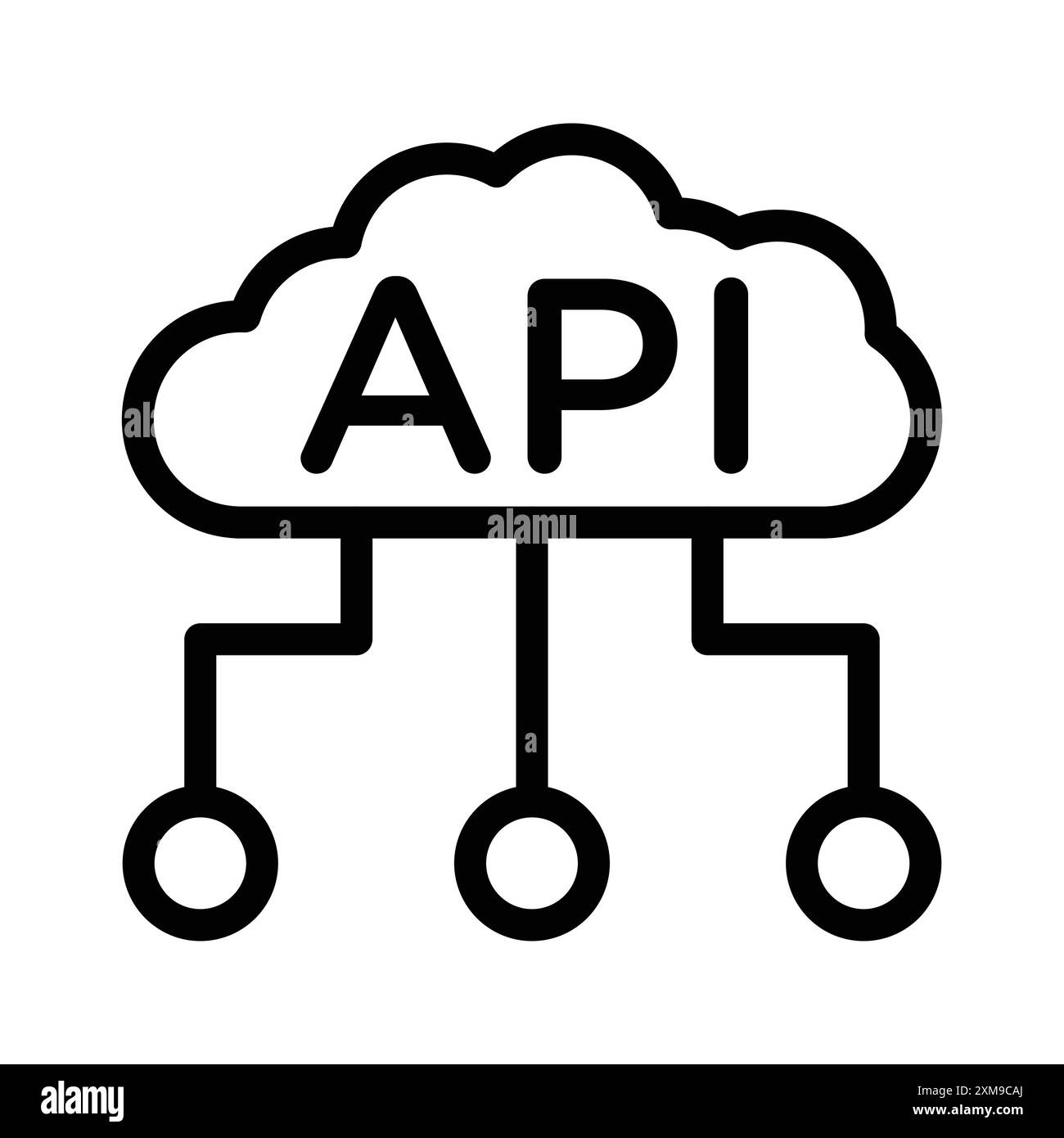 Cloud API icon linear logo mark set collection in black and white for ...