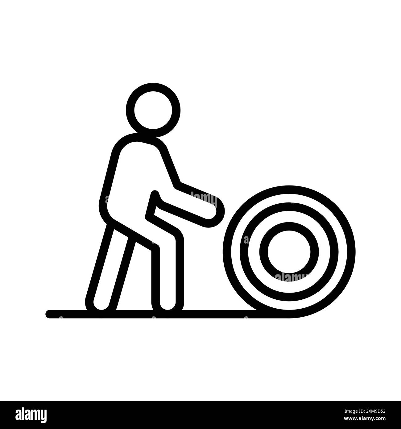 Man rolling carpet mat icon linear logo mark set collection in black and white for web Stock Vector