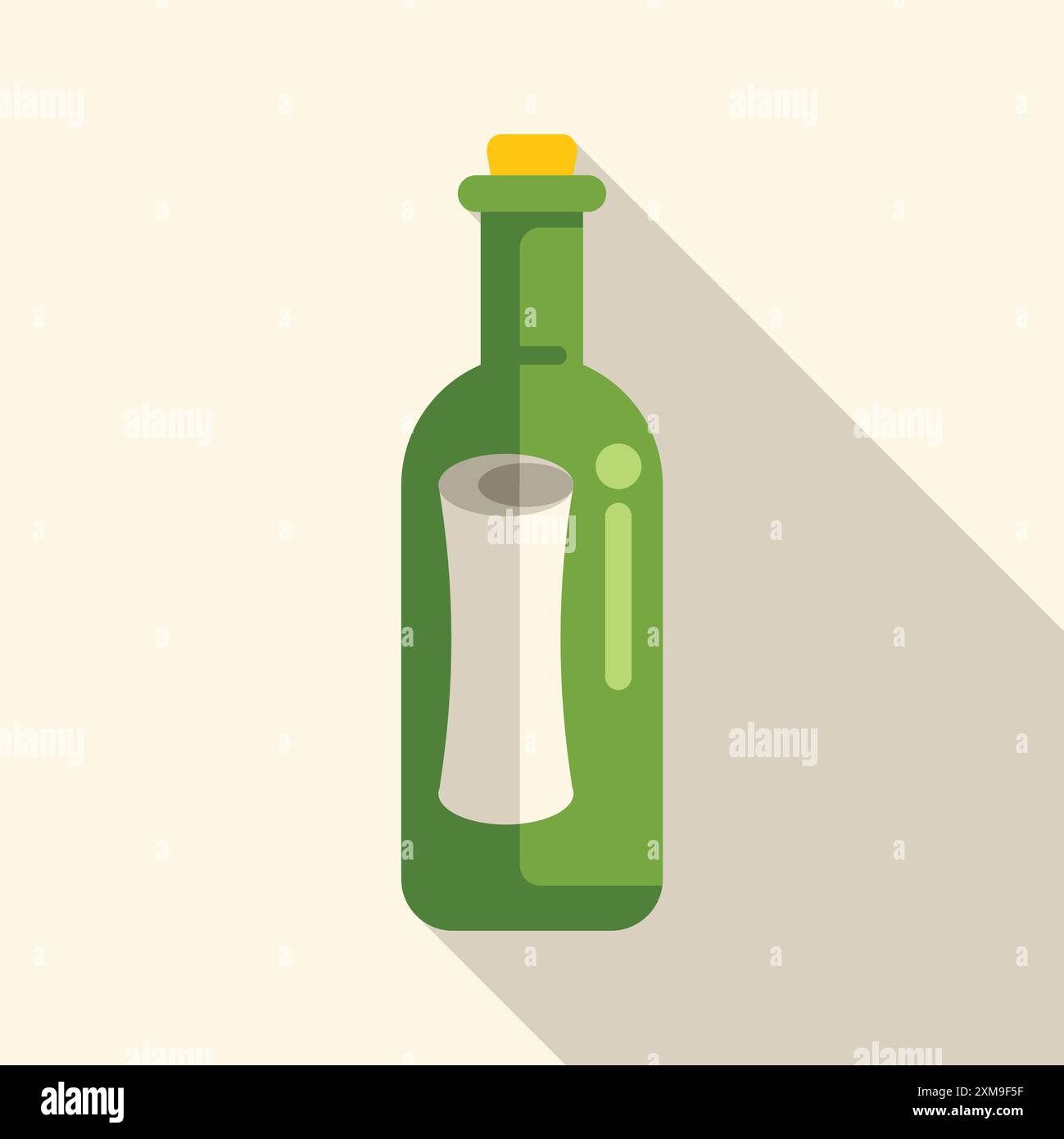 Green glass bottle containing a message is bobbing in the ocean ...