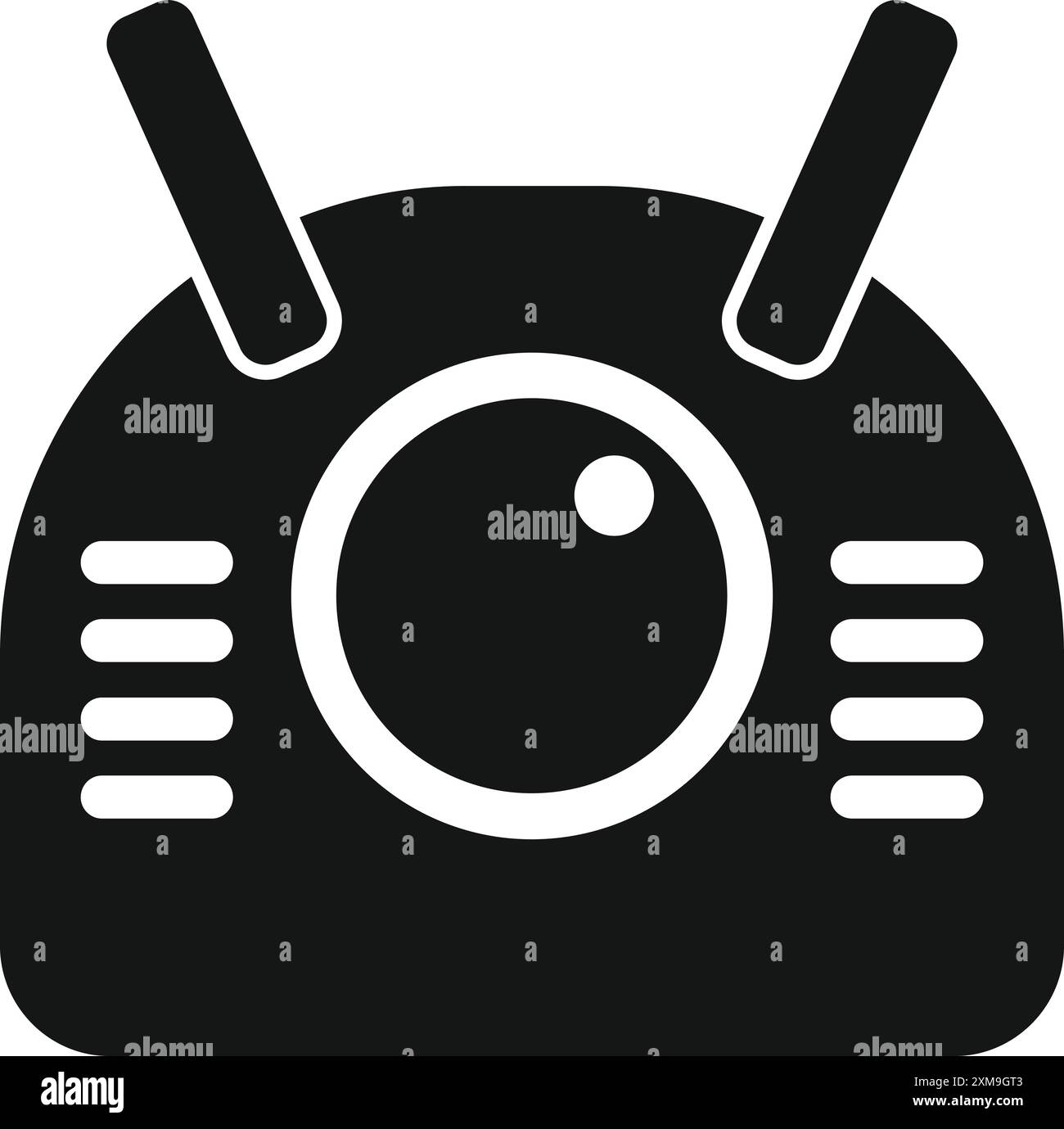 Black and white illustration of a robot head with a big eye and ...