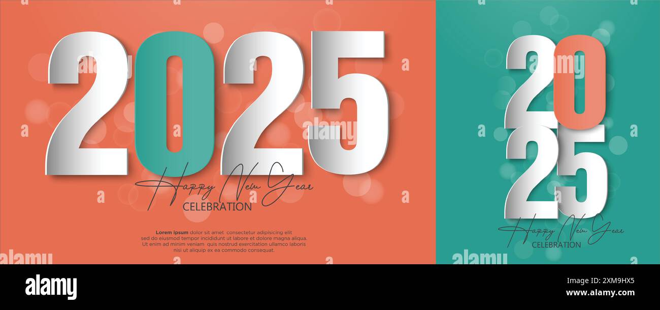Happy new year 2025 design. With colorful truncated number