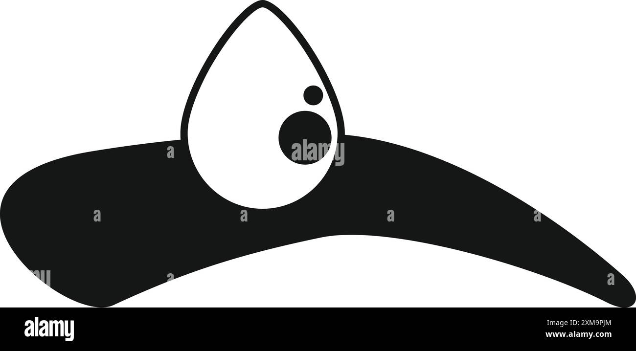 Simple black and white icon of a water drop falling and creating a ...