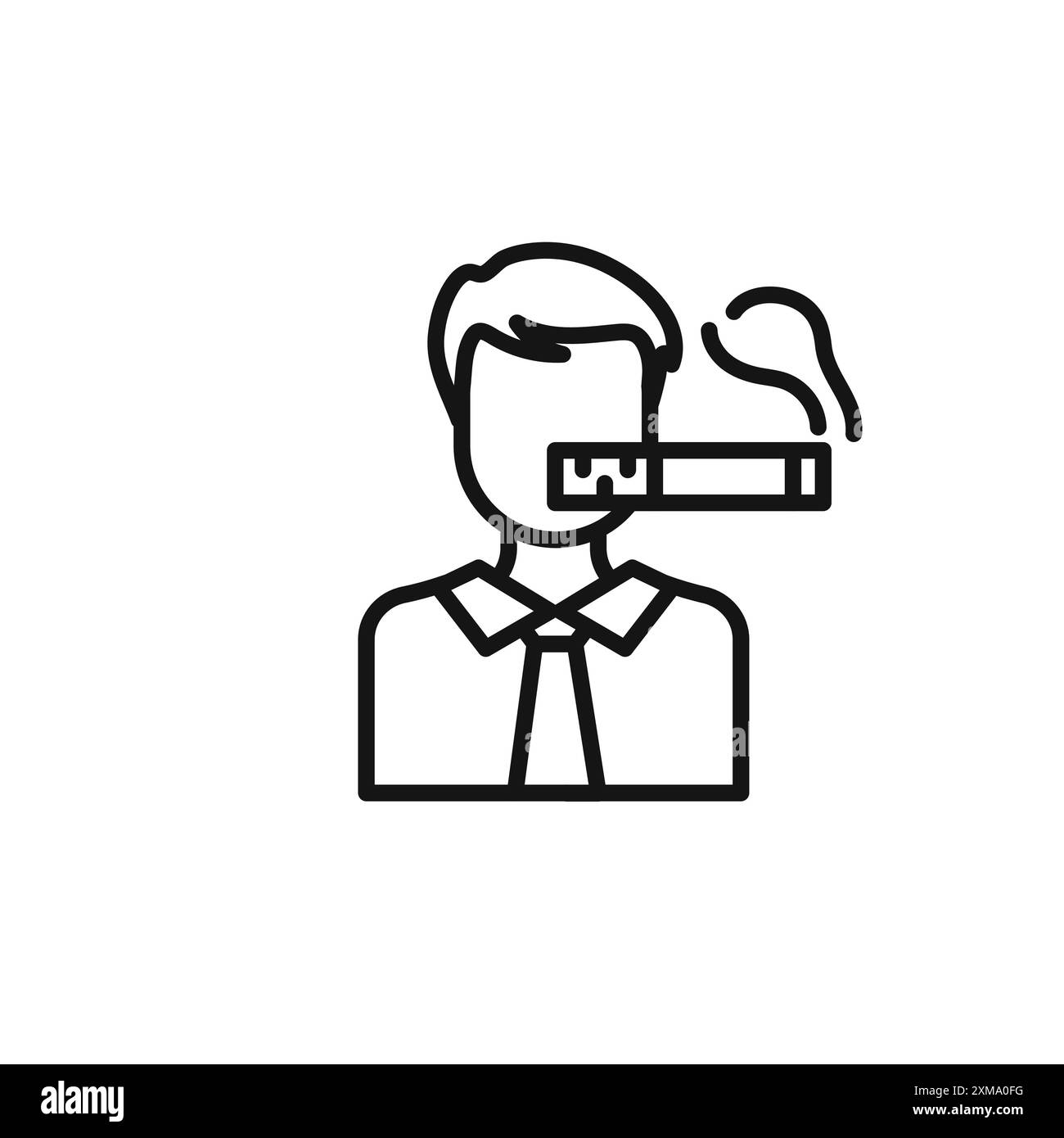 man smoking cigarette icon outline collection or set in black and white outline Stock Vector