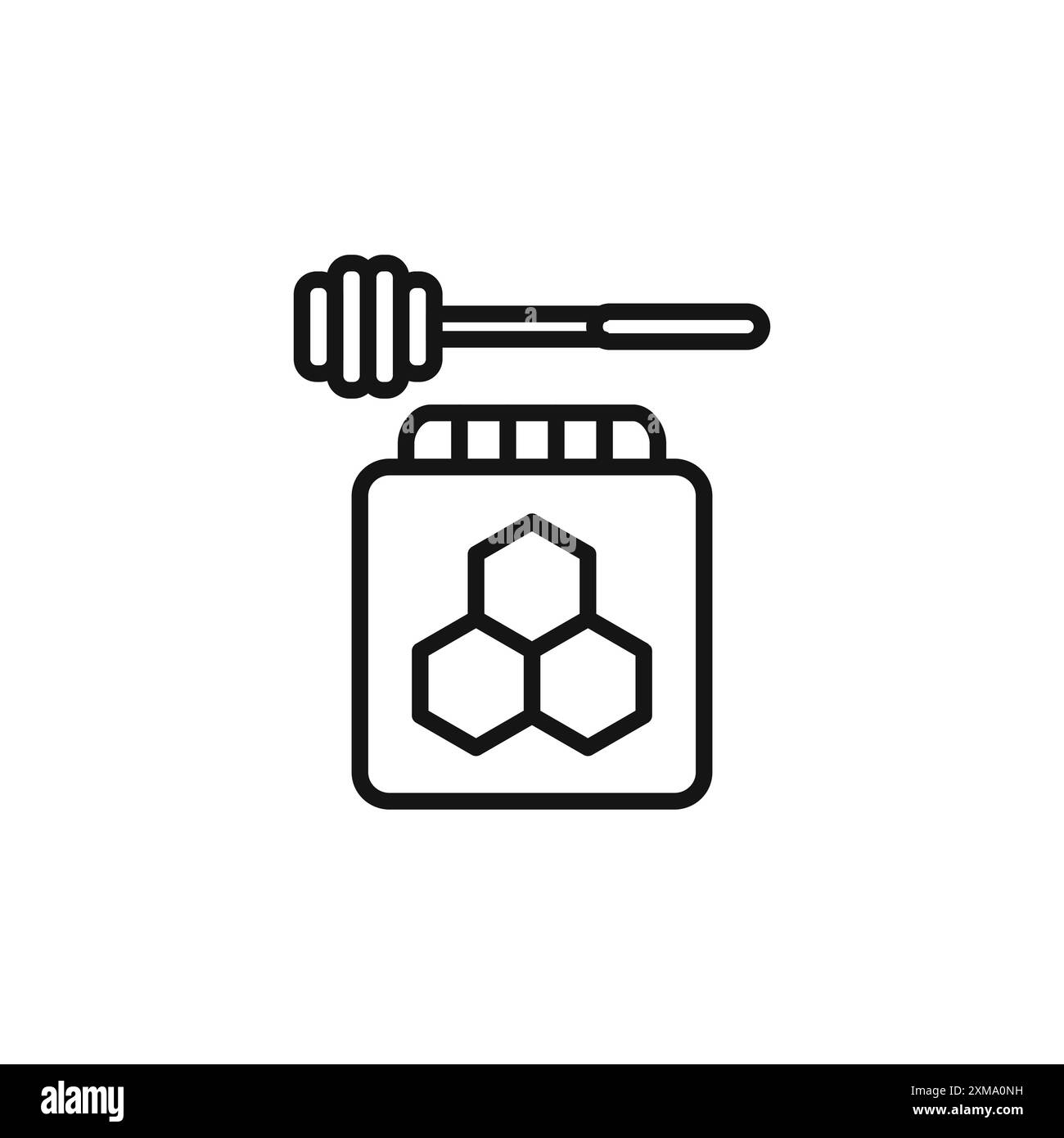 Honey jar with dipper icon outline collection or set in black and white ...