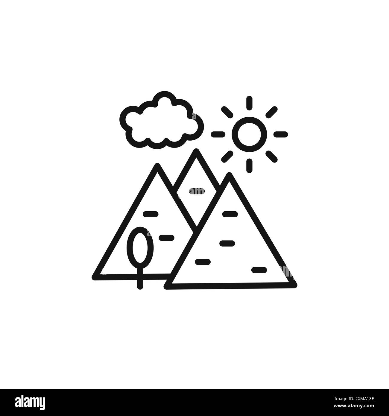 hills icon outline collection or set in black and white outline Stock ...