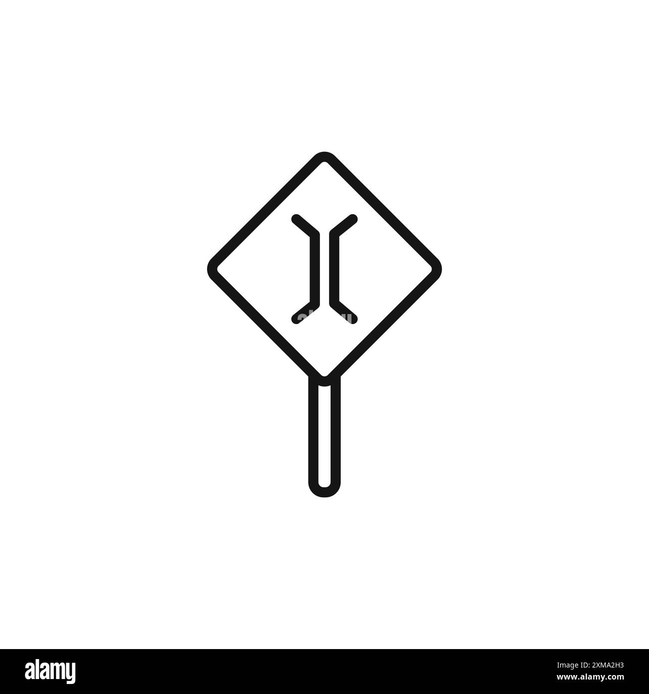 Narrow bridge ahead icon outline collection or set in black and white outline Stock Vector