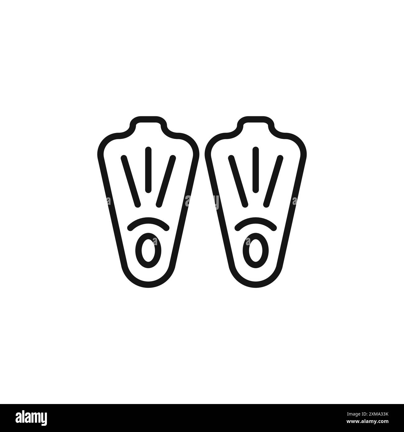 Swimming flippers icon outline collection or set in black and white ...