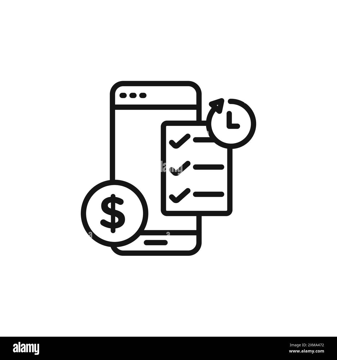 Transaction history icon outline collection or set in black and white outline Stock Vector