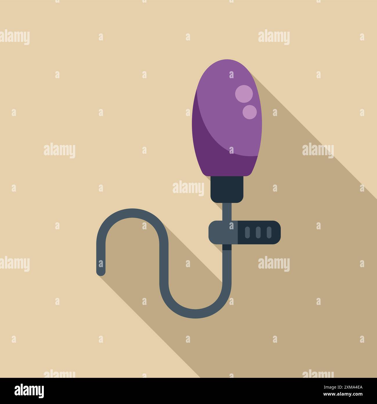 Clip microphone for recording audio with long shadow Stock Vector