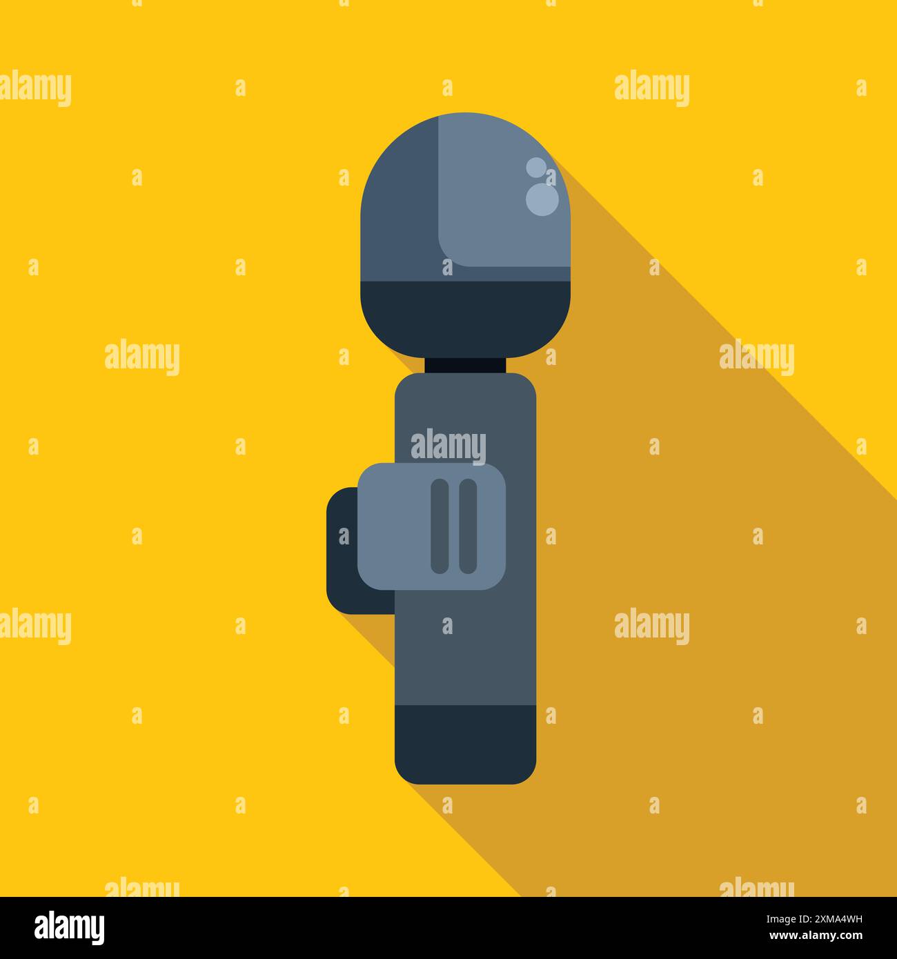 Modern microphone is lying on a yellow background, casting a long shadow Stock Vector