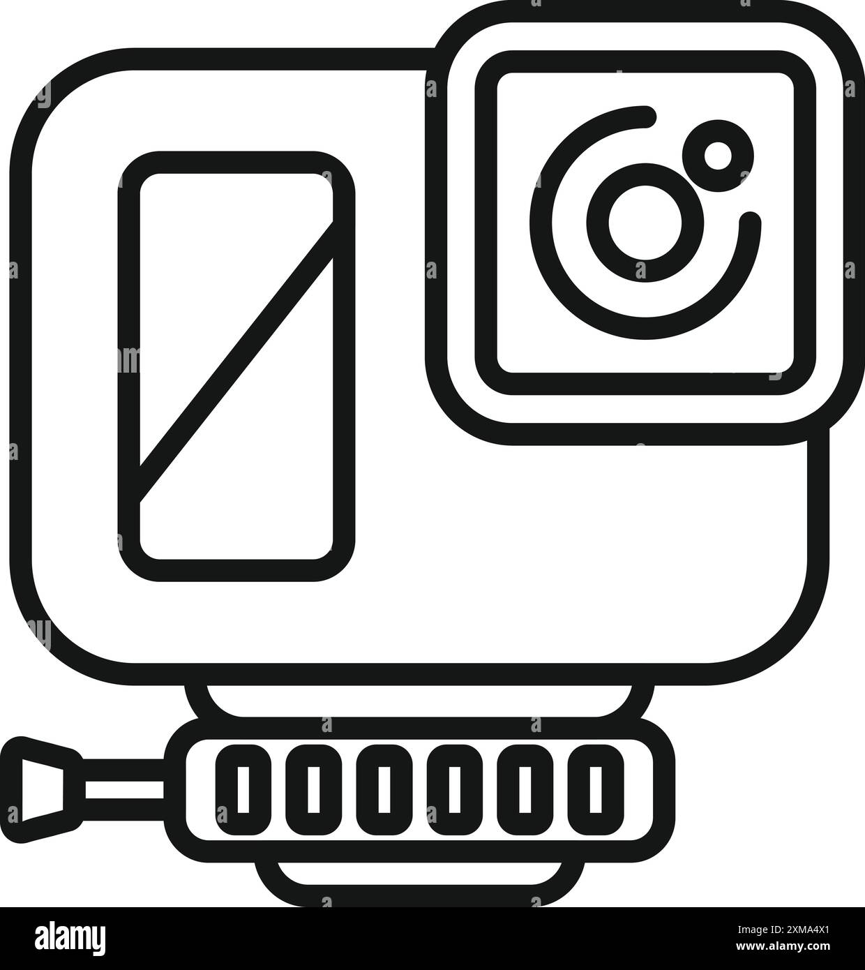Line icon of a small action camera showing recording status Stock ...