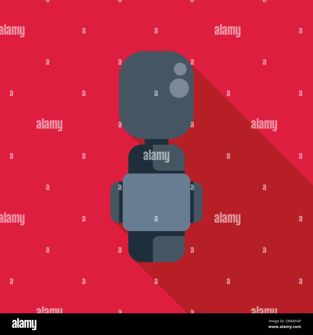 Microphone is capturing sound on a red background with a long shadow ...