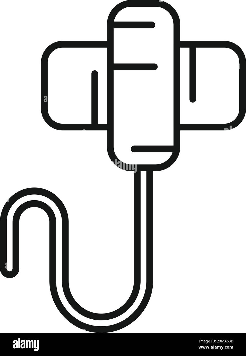 Digital tonometer measuring blood pressure icon, outline style illustration Stock Vector