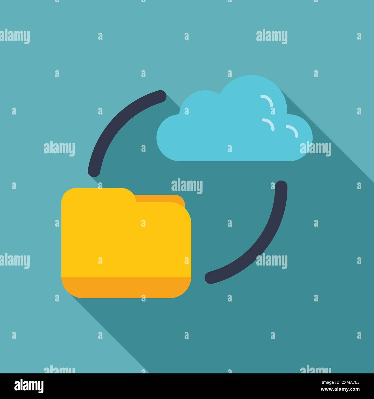 Cloud and a folder are connected by arrows, symbolizing data exchange Stock Vector