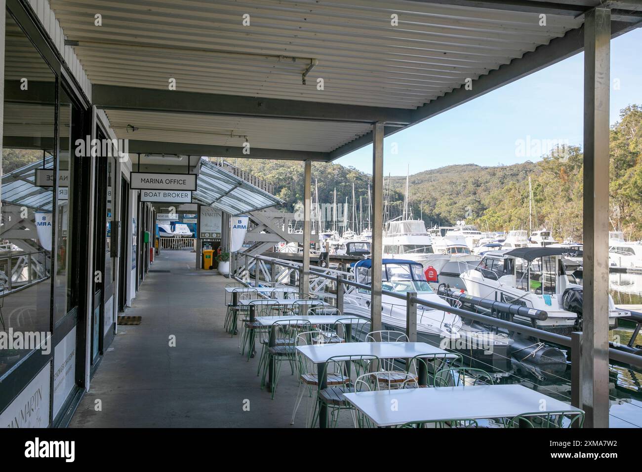 Australian boat marina, D'Albora boat marina in Akuna Bay, New South Wales,Australia Stock Photo