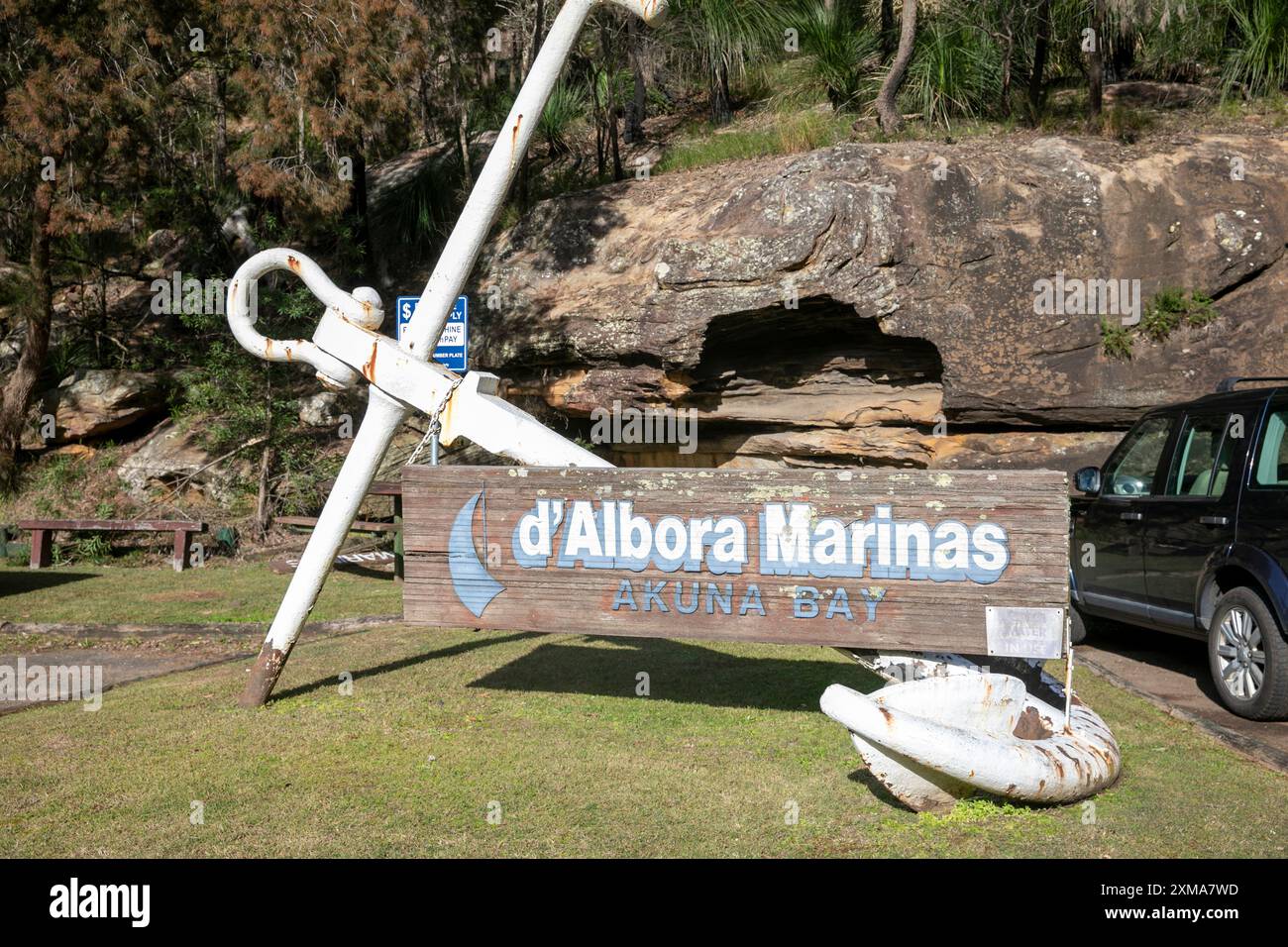 D'Albora boat marina at Akuna Bay in Ku-ring-gai chase national park, New South Wales,Australia Stock Photo