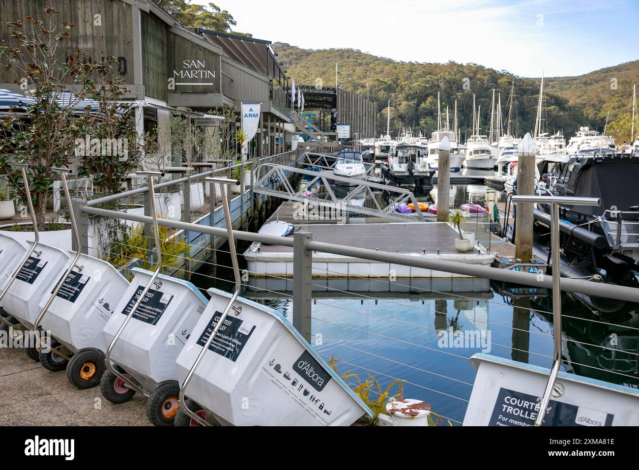 Australian boat marina, D'Albora boat marina in Akuna Bay, New South Wales,Australia Stock Photo
