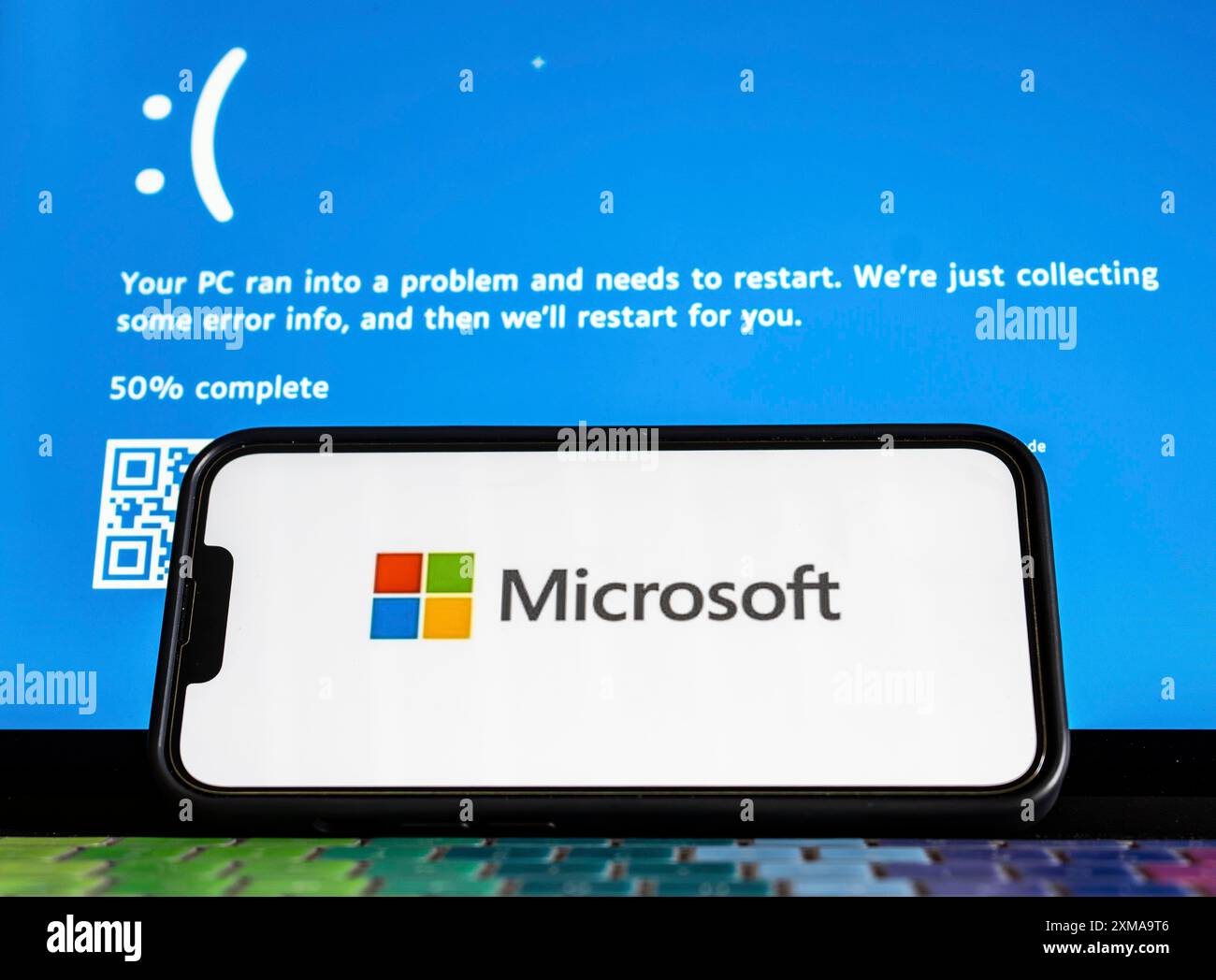 Illustration of Microsoft Blue Screen of Death, July 21, 2024 in Delhi