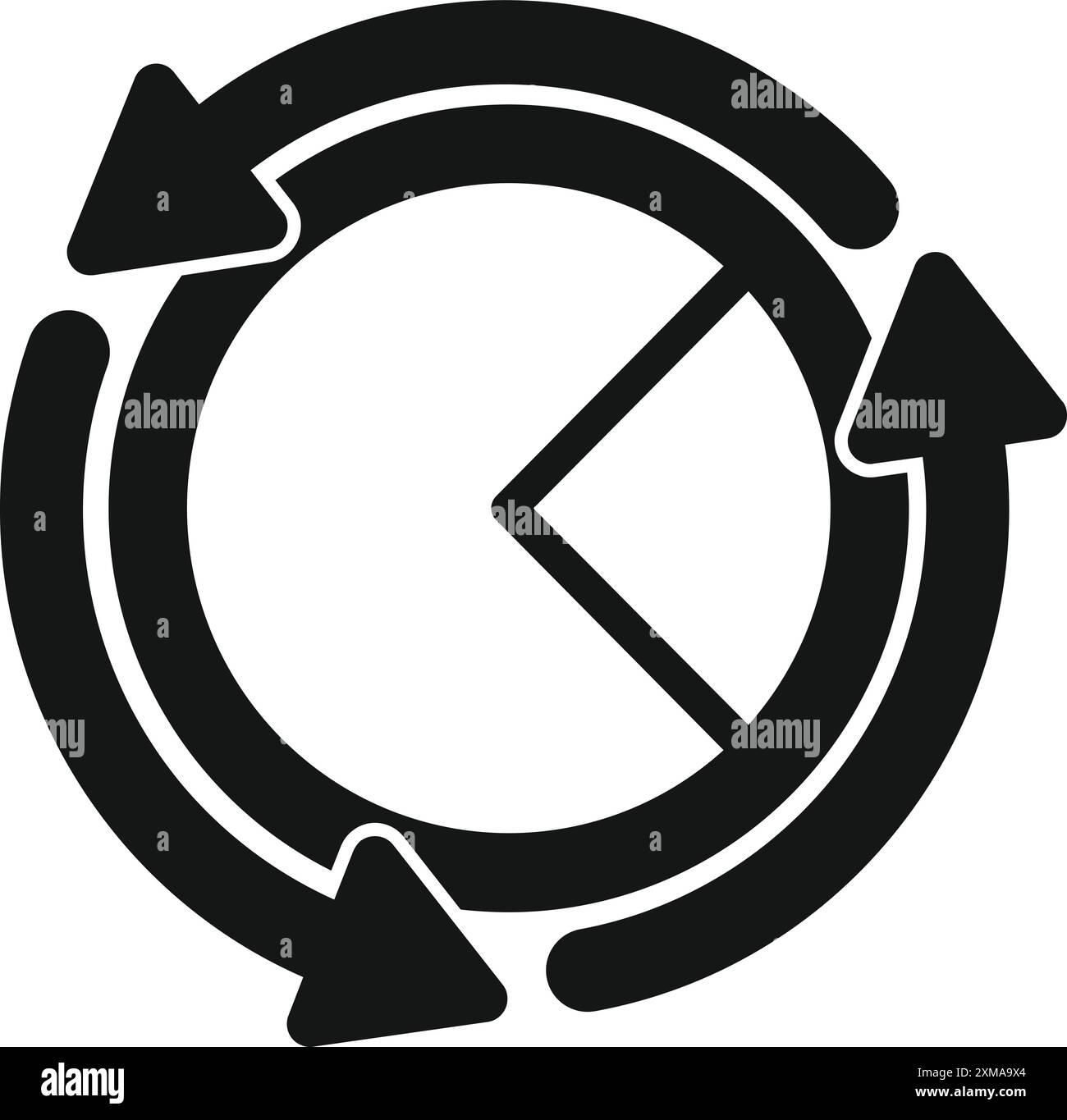 Black and white circular economy diagram showing the recycling process