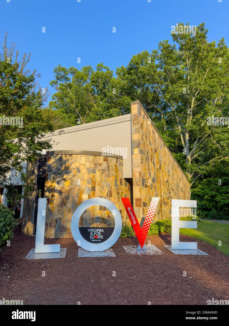 Lambsburg, VA, USA - July 14, 2024: Virginia welcome center. Virginia is for lovers Stock Photo