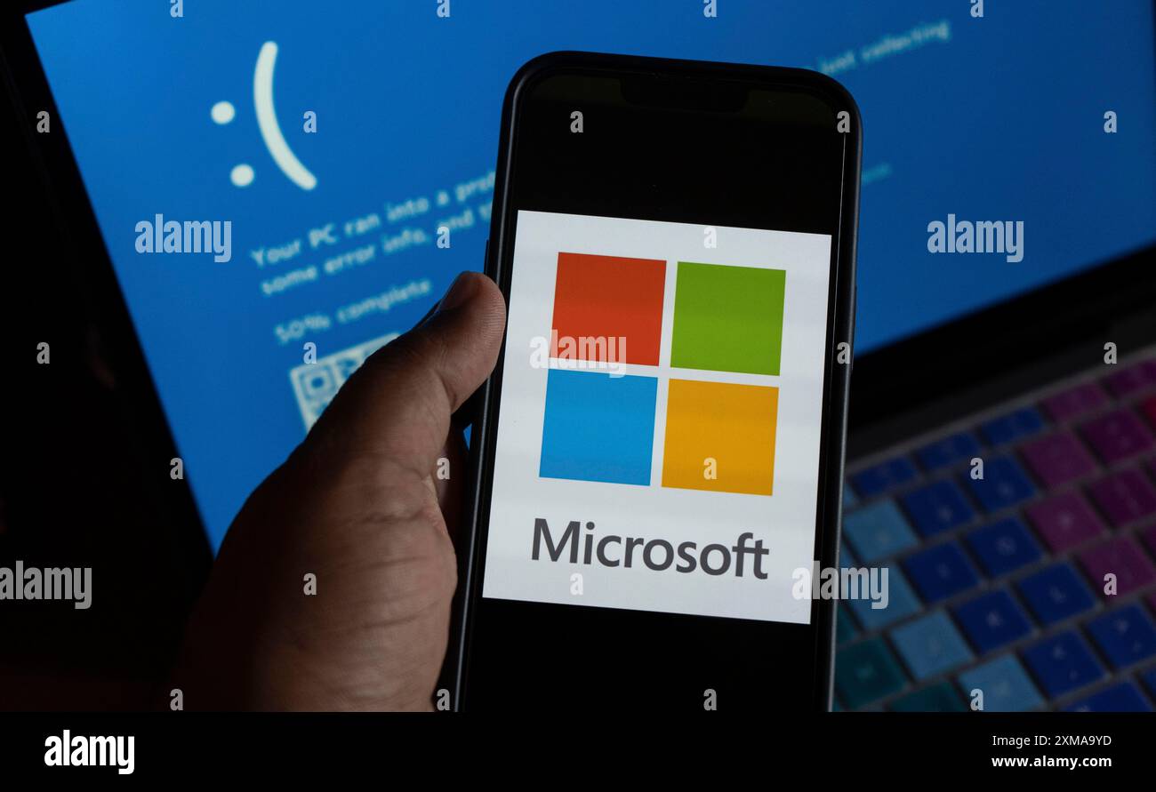 Illustration of Microsoft Blue Screen of Death, July 21, 2024 in Delhi