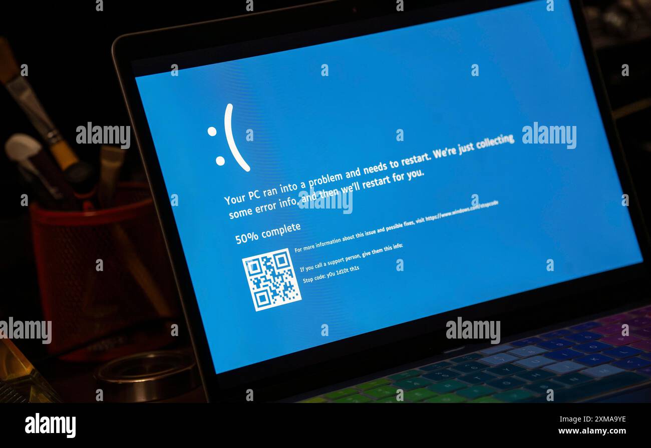 Blue screen of death, microsoft outage or down Stock Photo