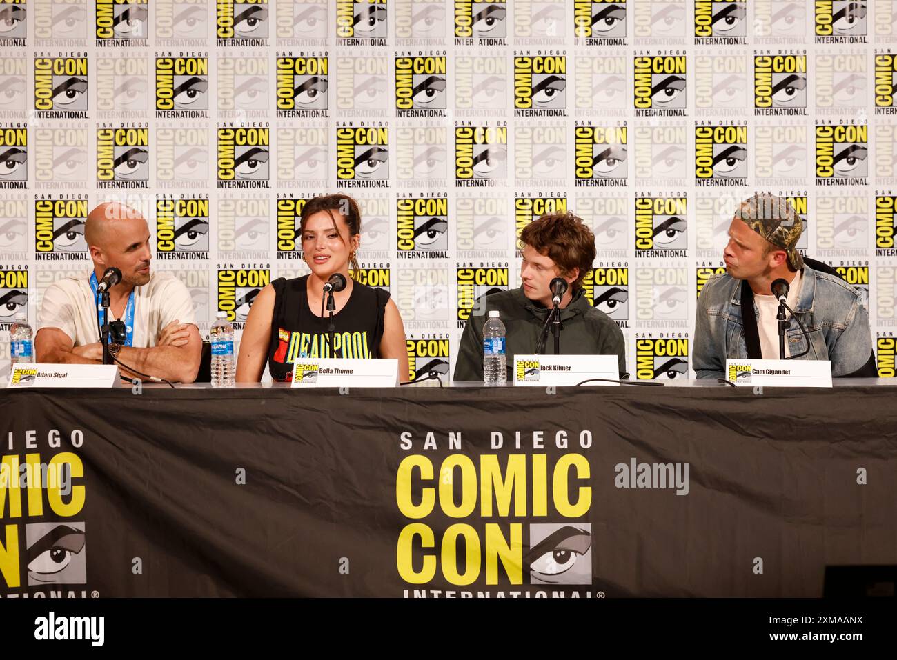 Adam Sigal, from left, Bella Thorne, Jack Kilmer, and Cam Gigandet attend a  panel for \, image size:1300x957