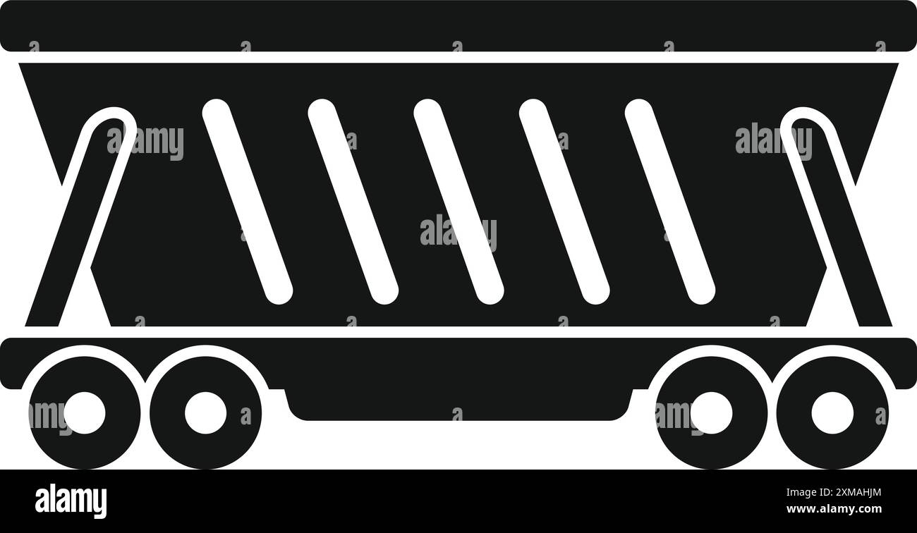 Black silhouette of a mining cart transporting coal Stock Vector