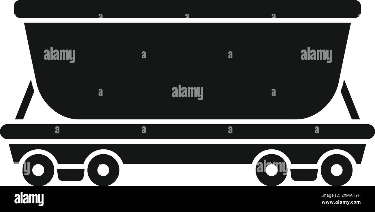 Black silhouette of a mining cart transporting coal Stock Vector