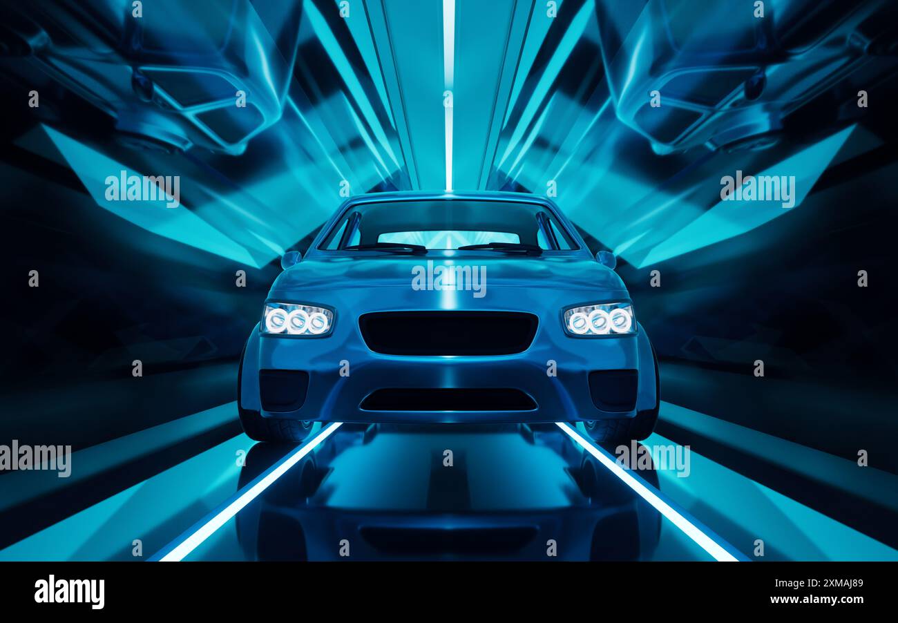 Dark cyan neon road hi-res stock photography and images - Alamy