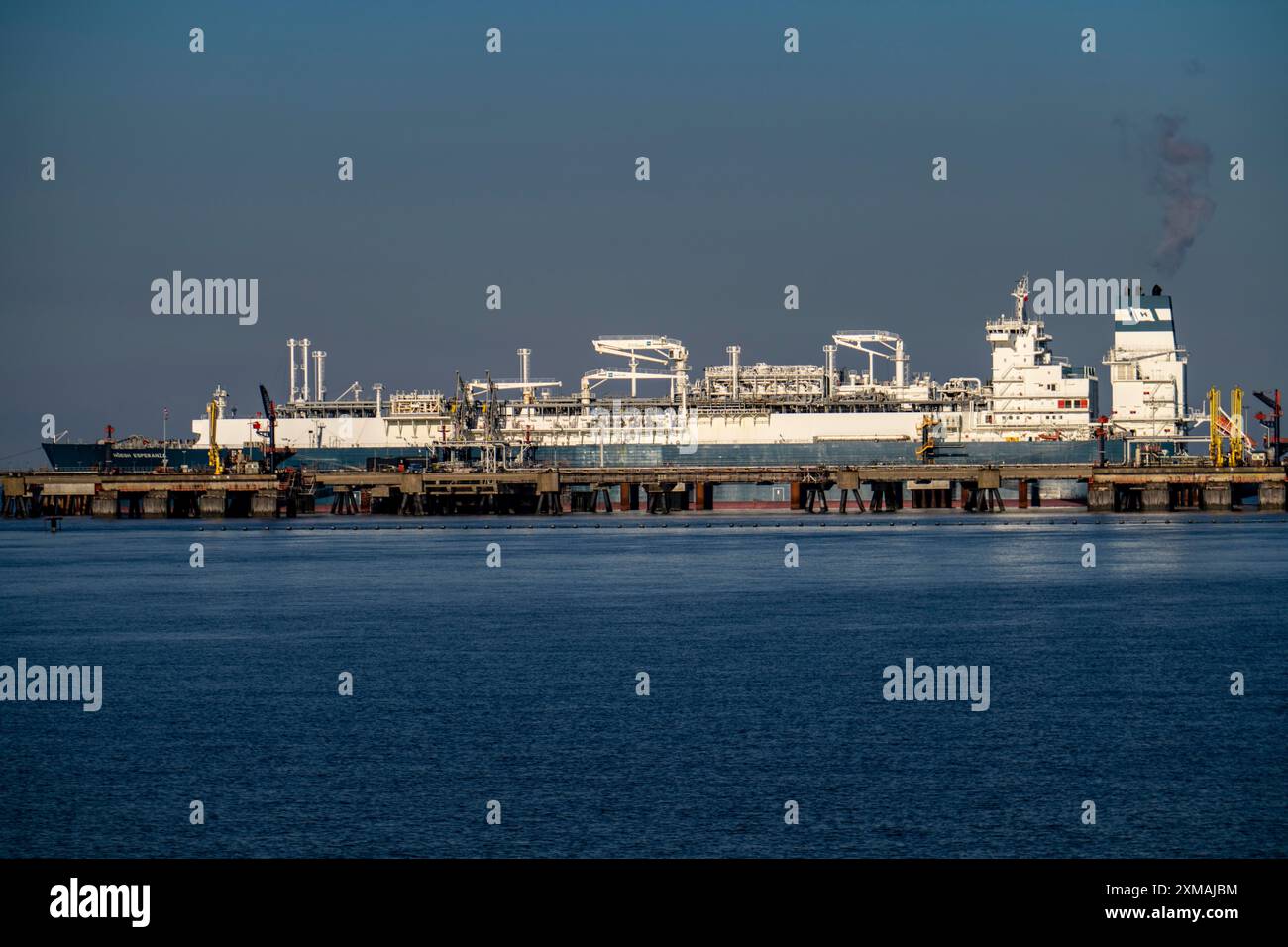 The Hoeegh Esperanza, an LNG storage and vaporisation vessel, is moored ...