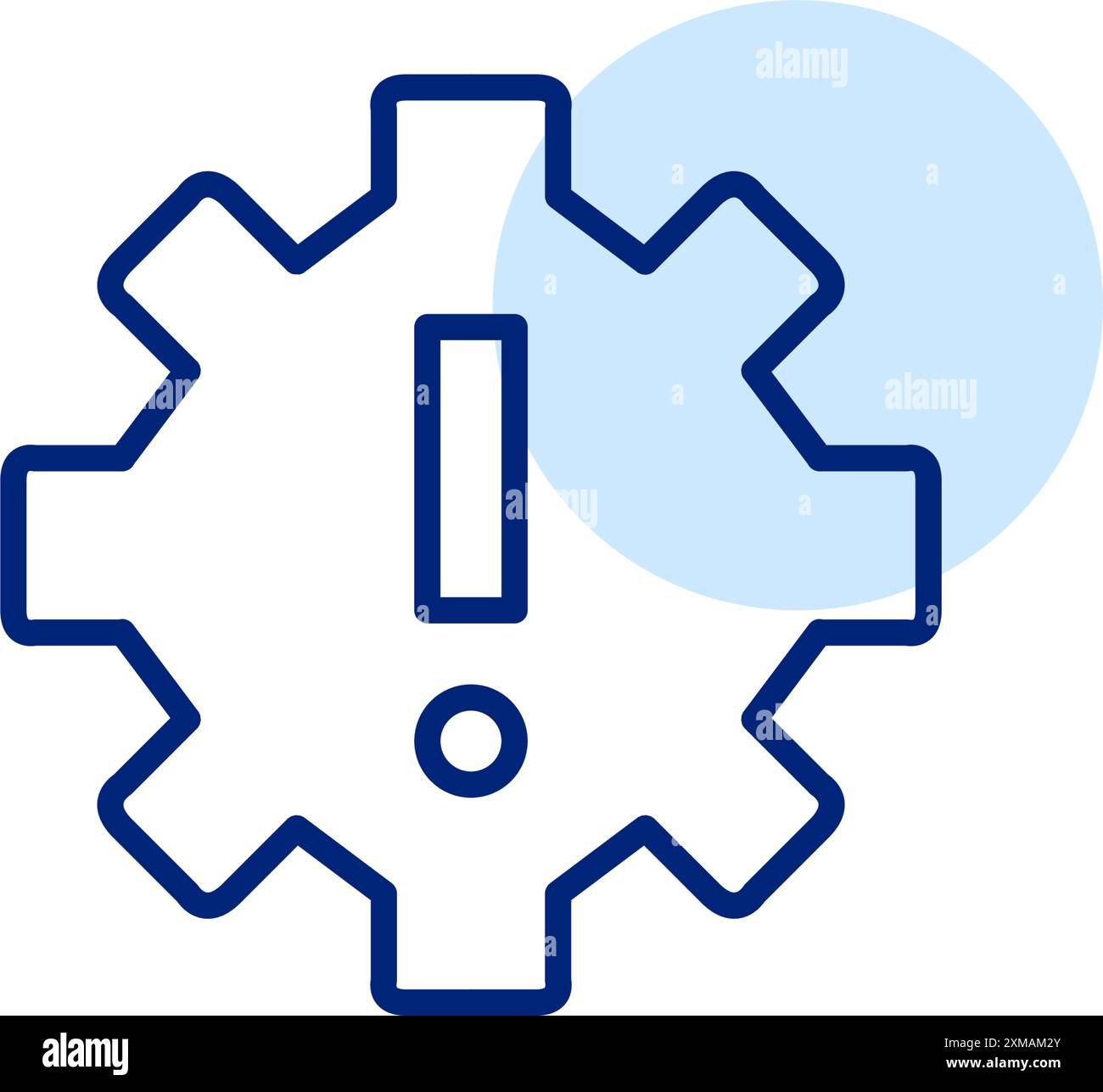 Cogwheel and exclamation mark. Alert system configuration. Pixel perfect, editable stroke icon Stock Vector
