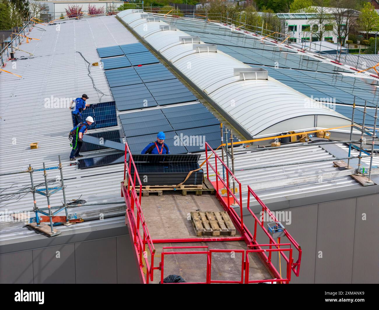 Module With Roof Installation of solar modules on the roof of a commercial enterprise ...