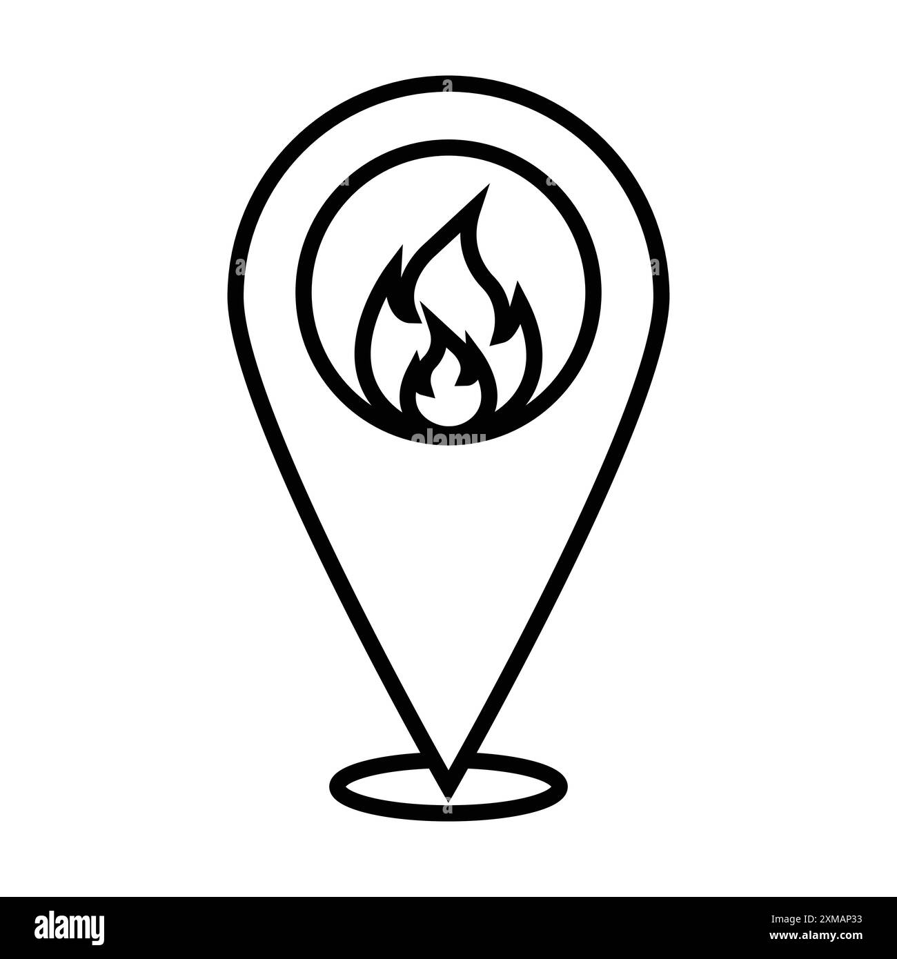 fire location icon linear logo mark set collection in black and white ...