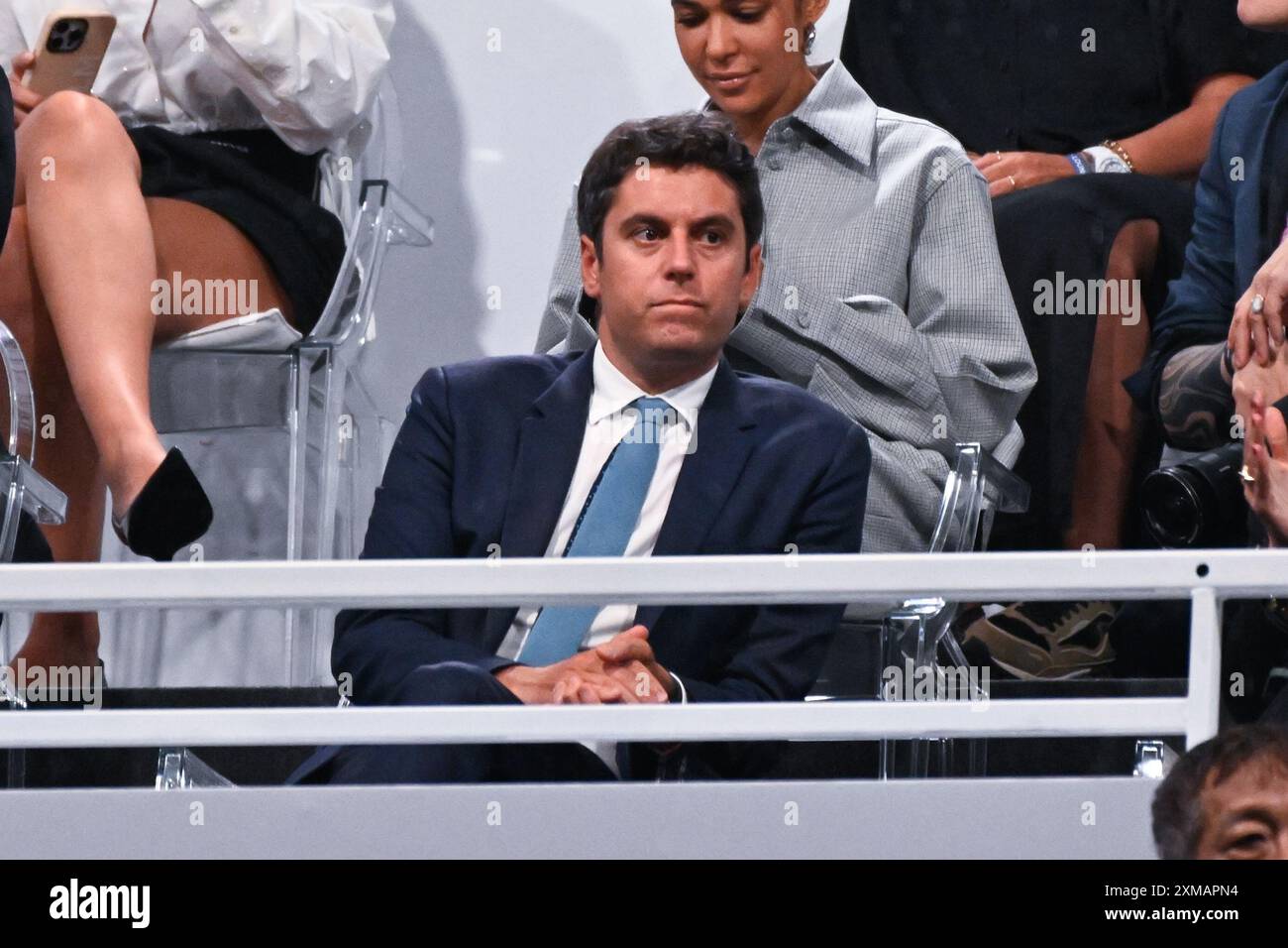 Paris, France. 26th July, 2024. French Prime Minister Gabriel Attal, Opening Ceremony during the Olympic Games Paris 2024 on 26 July 2024 in Paris, France - Photo Federico Pestellini/Panoramic/DPPI Media Credit: DPPI Media/Alamy Live News Stock Photo