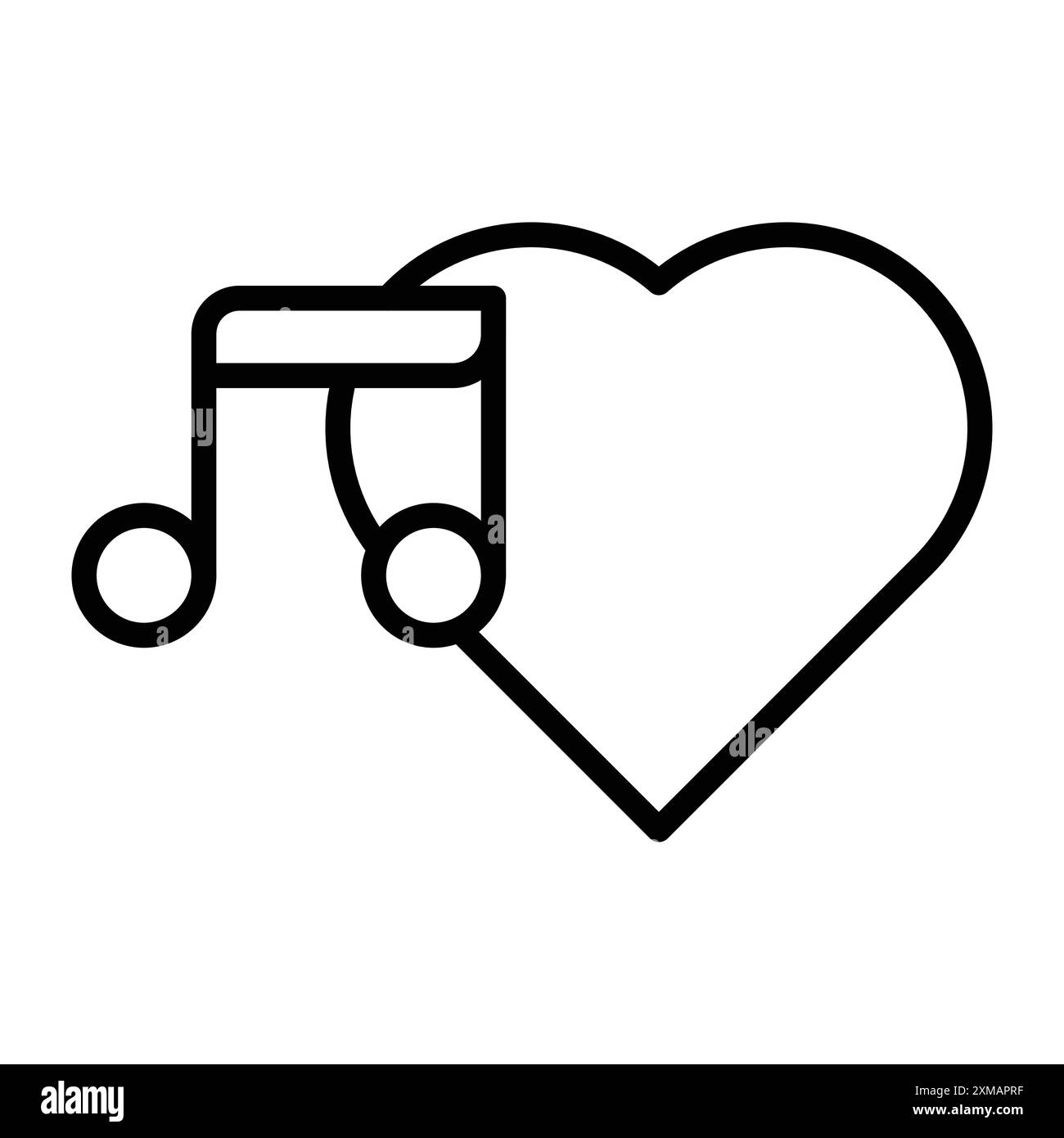 Heard heart note icon linear logo mark set collection in black and white for web Stock Vector